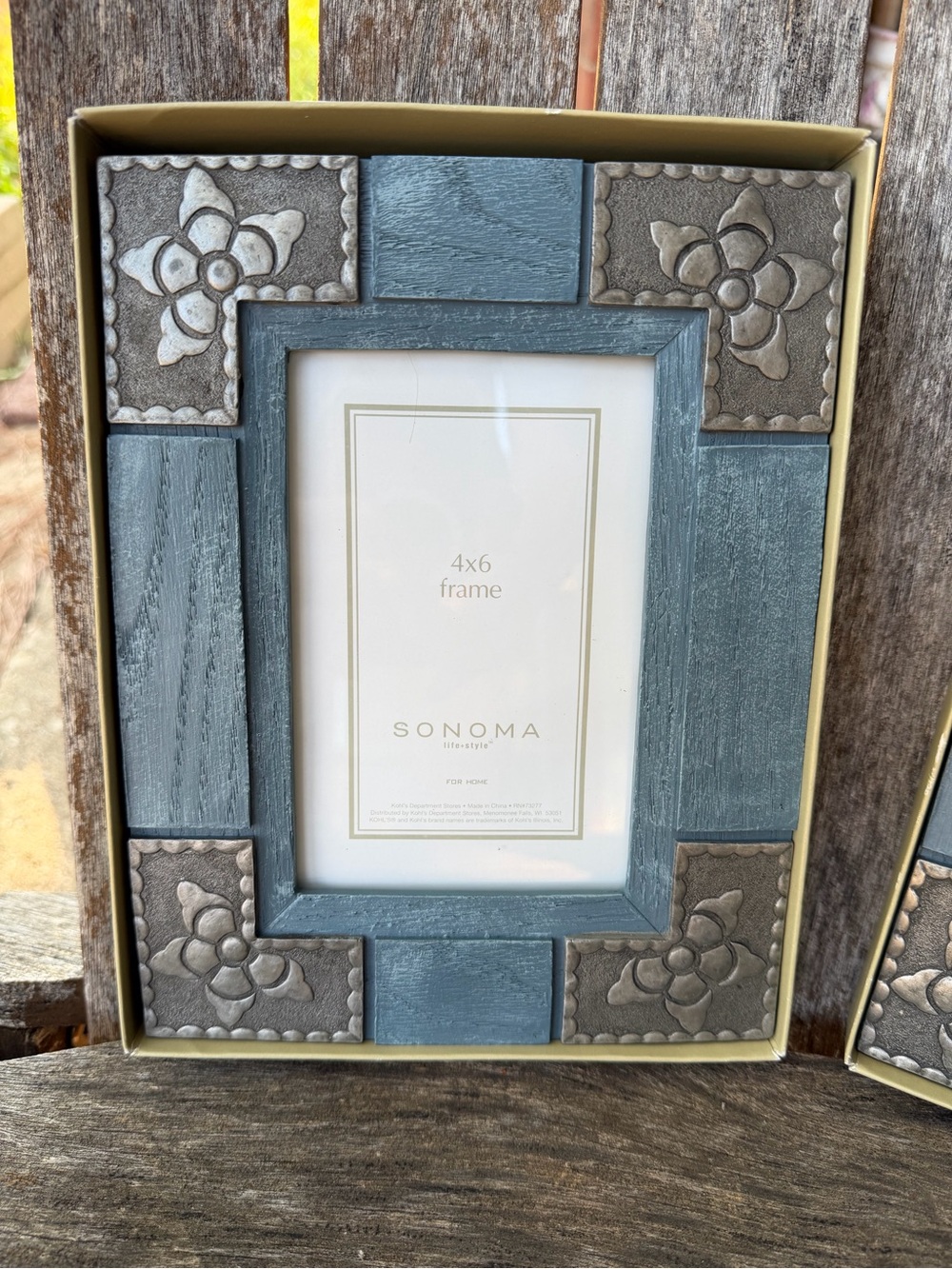 SONOMA Blue Decorative Pair of Picture Frames with Silver Accents